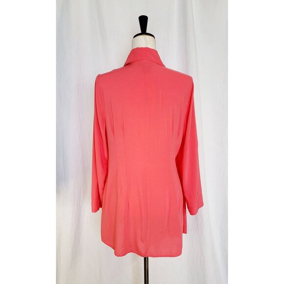Soft Surroundings Coral Asymmetrical Button-Front Tunic Top Long Sleeve Size L - Picture 5 of 8